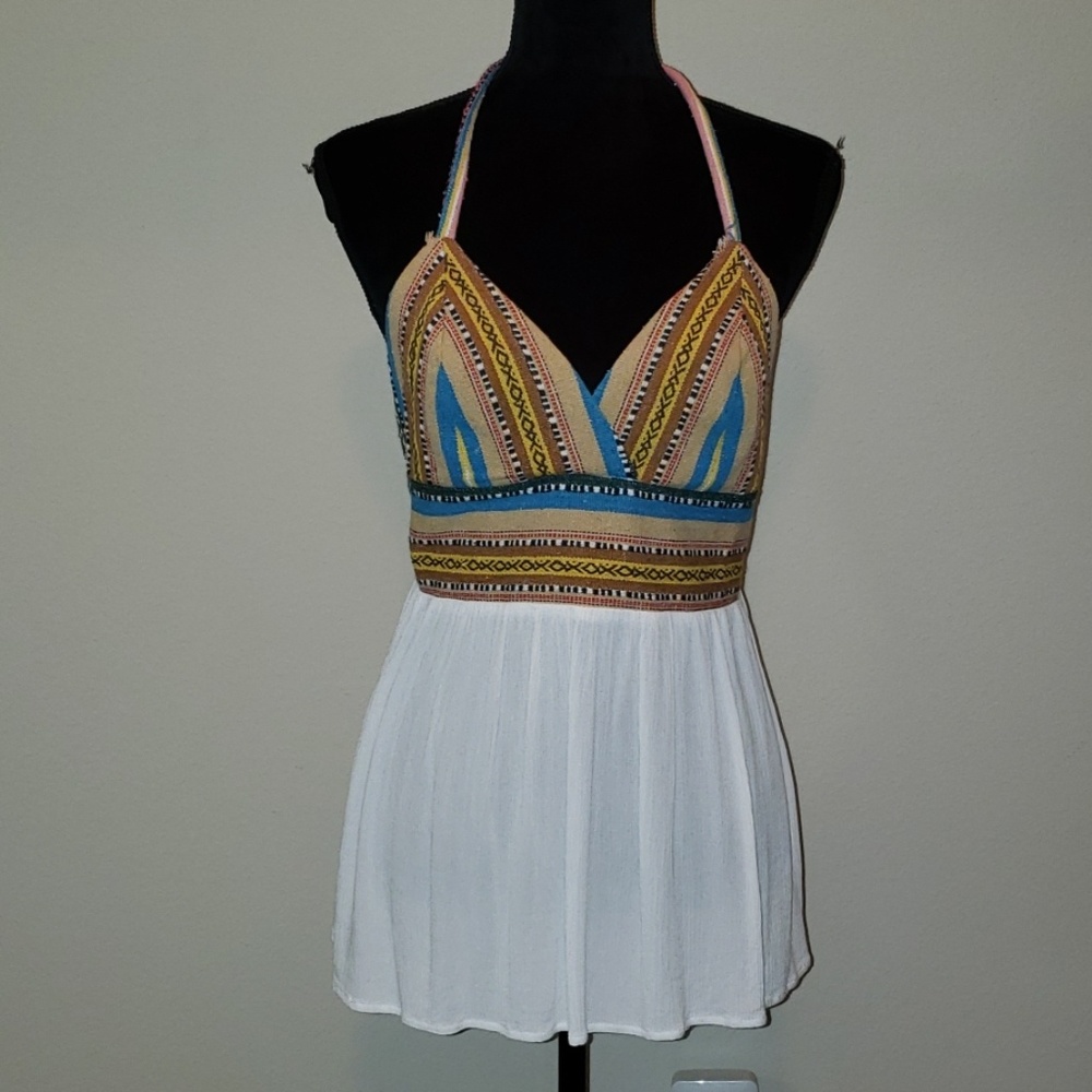 Multi-colored halter top